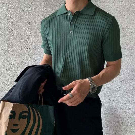 GIMCHEON™ | Klassisk Poloshirt i Ribbad Bomull