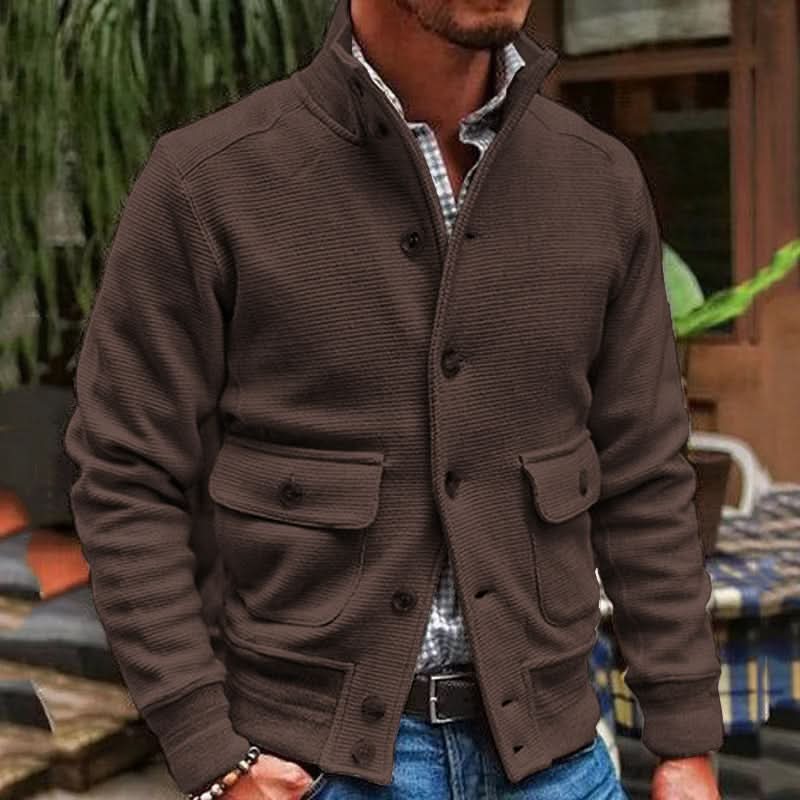 Men's jacket with tailored fit and stand-up collar – Stylish design for everyday use