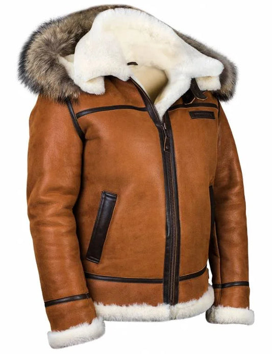 Lucius – Men's Winter Leather Jacket with Shearling Details