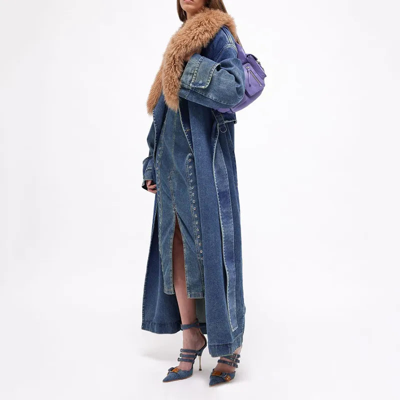 Dioraé Trendy Jeans Trenchcoat – Stilfuldt dameovertøj i denim