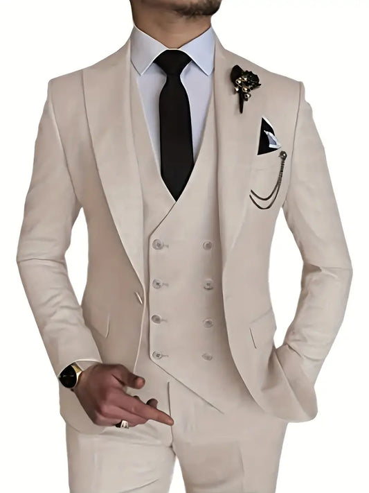 Alvar™ | 3-piece Men's Suit in Polyester for Elegance & Comfort