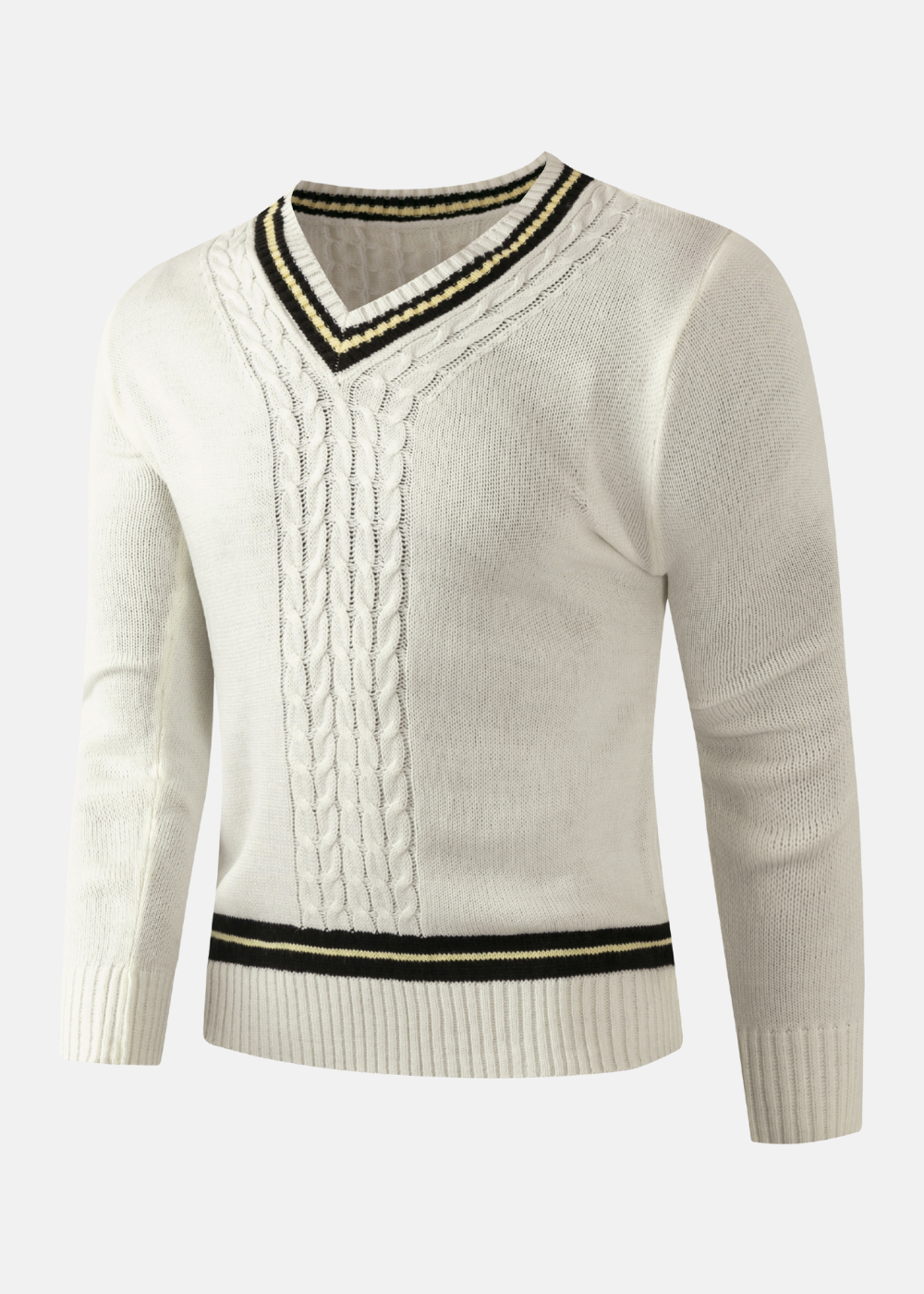Ivar Beige Stickad Tröja med Medium Stretch för Män – Perfekt för Höst & Vinter