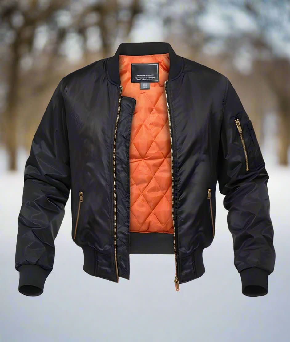 Viggo – Quilted Bomber Jacket with Ribbed Collar & Cuffs