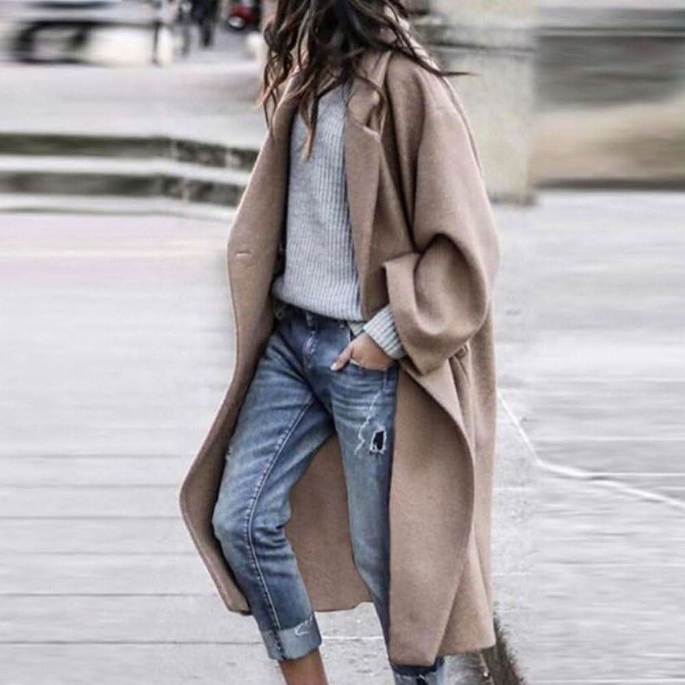 Elegant Women's Coat Oversized in Wool Blend – Warm and Stylish