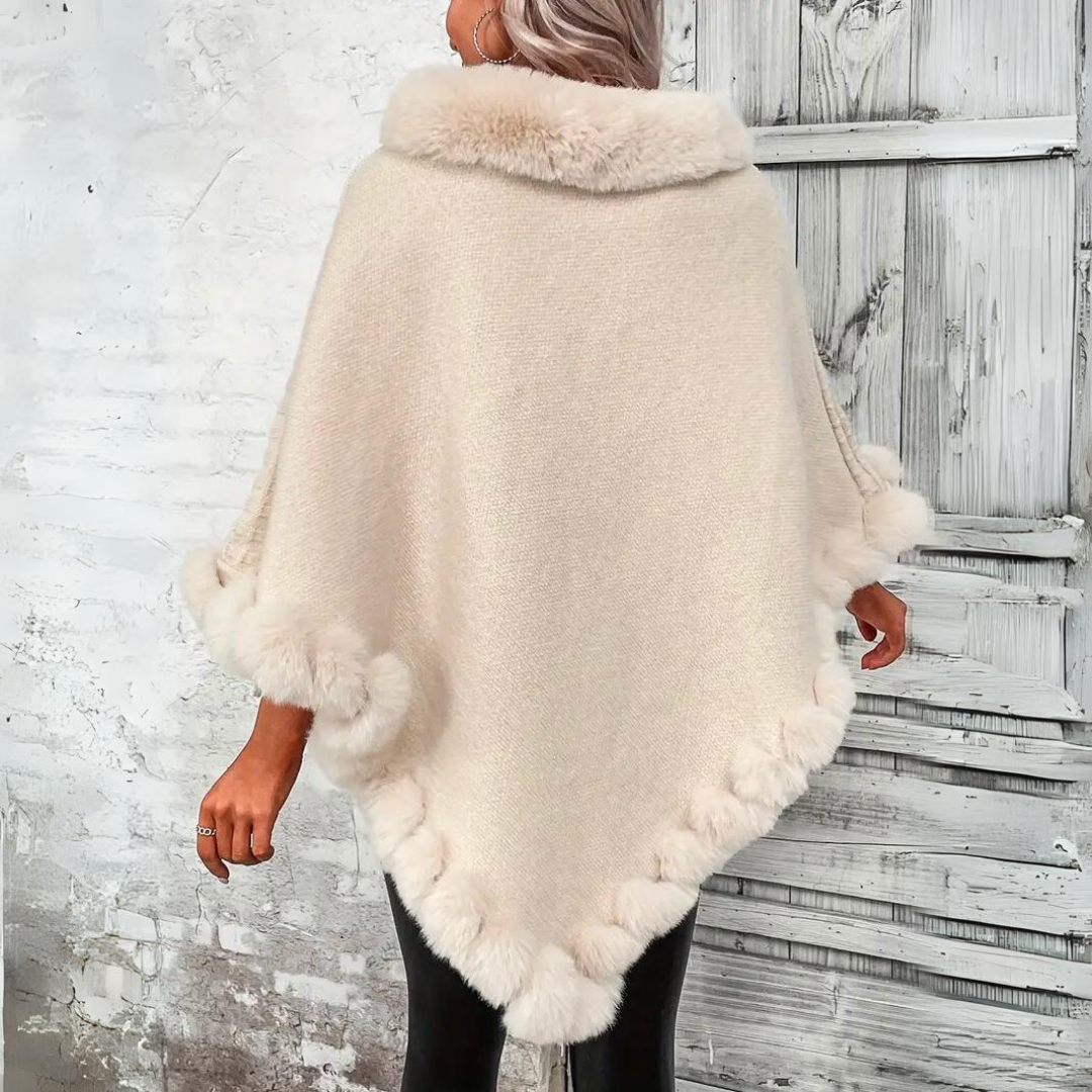 Olivienne Warm Knitted Cape – Elegant Women's Outerwear