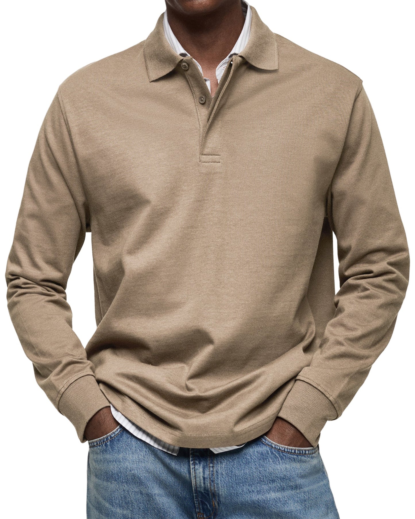 Emil | Long-sleeved polo shirt with buttoned collar