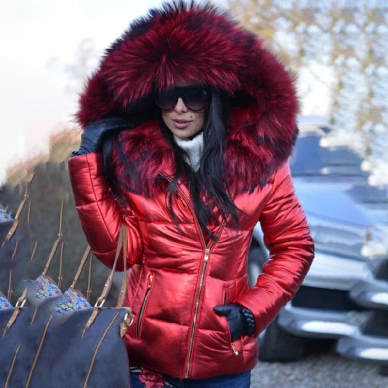 Women's Padded Parka – Fitted with Quilted Design and Faux Fur Hood