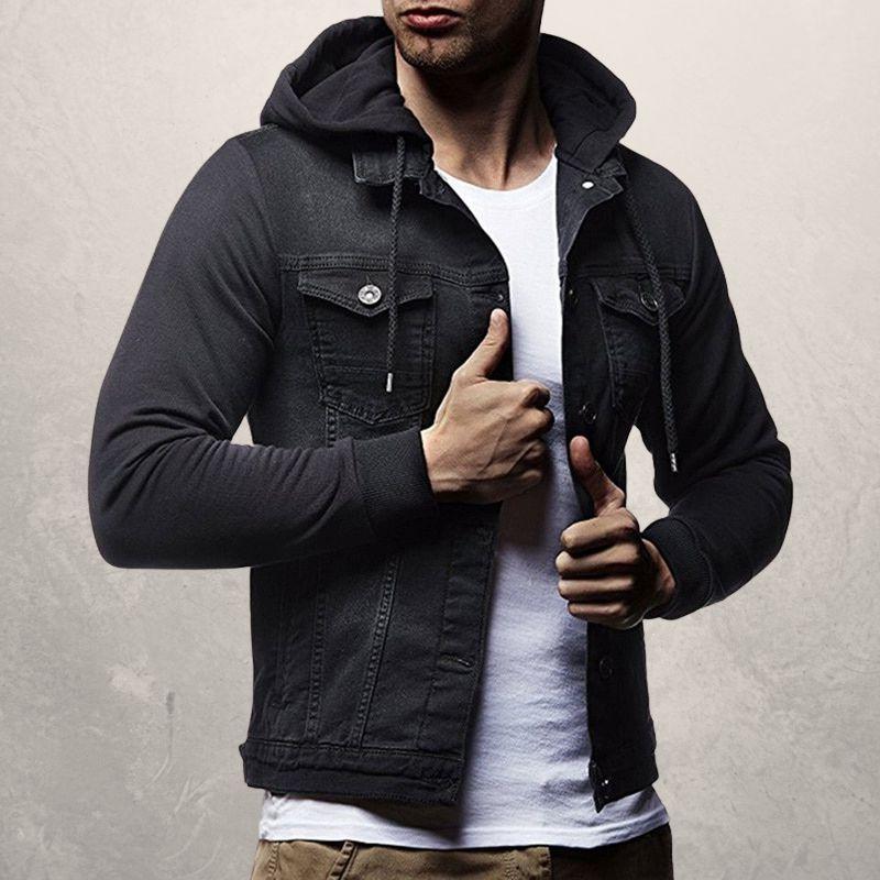 Sebastian – Slim Fit Jeansjakke med Strikkede Detaljer og Knappelukning Foran