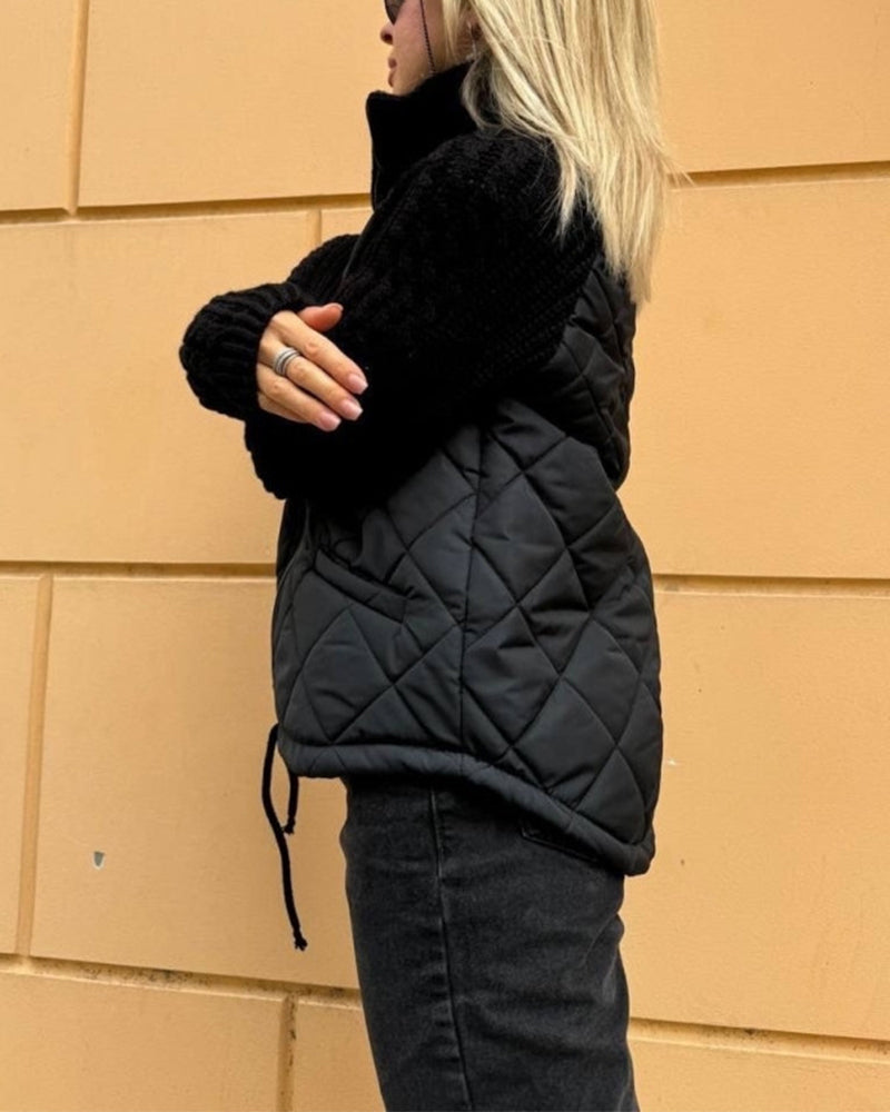 Avoria Solid Color Jacket with Zipper and High Collar – Stylish Women's Outerwear