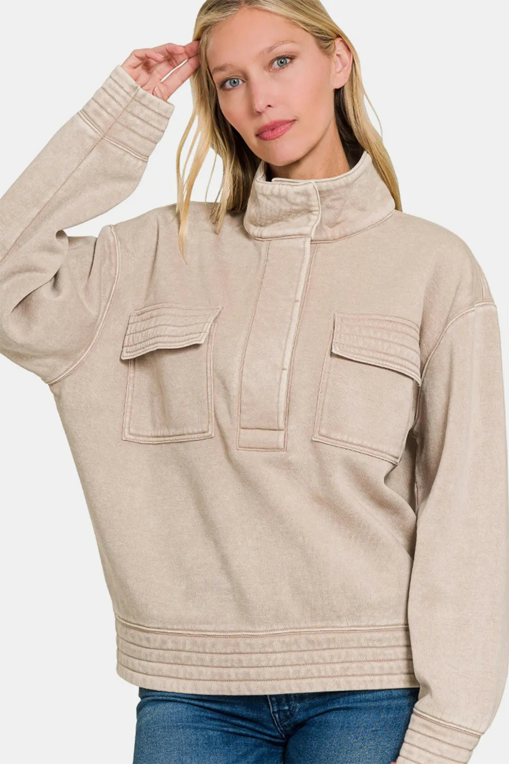 Étoile langærmet sweatshirt med polokrave – Stilfuldt lag-på-lag-stykke
