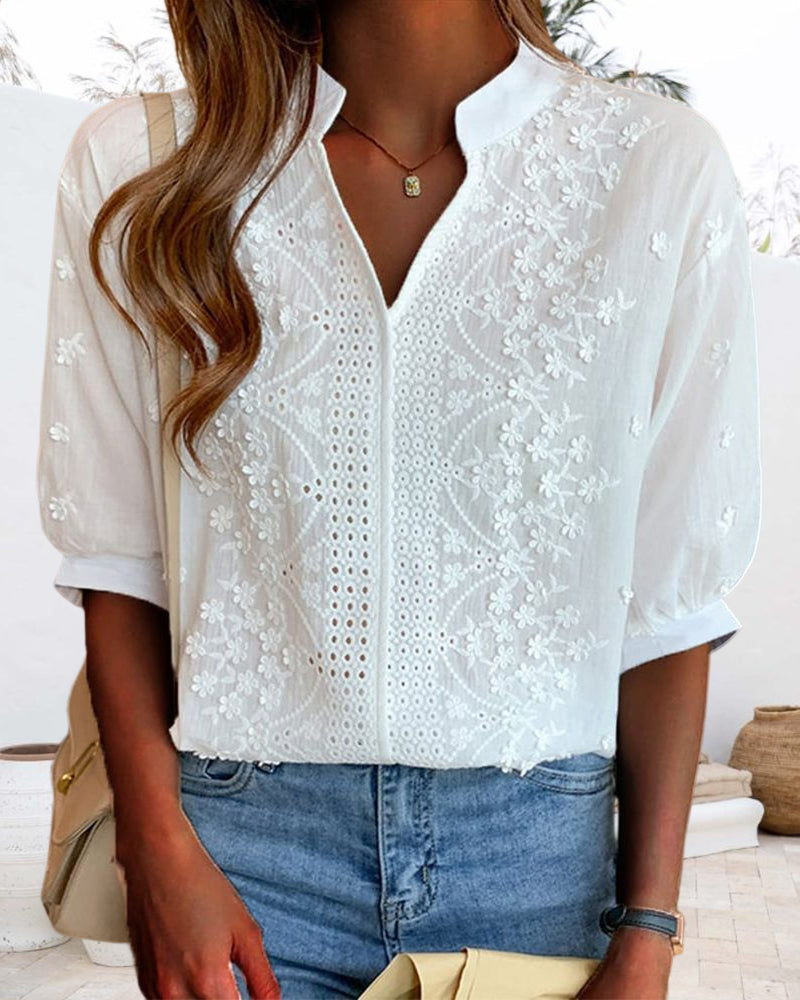 Mirella | Vintageinspirerad Blus med Puffärmar