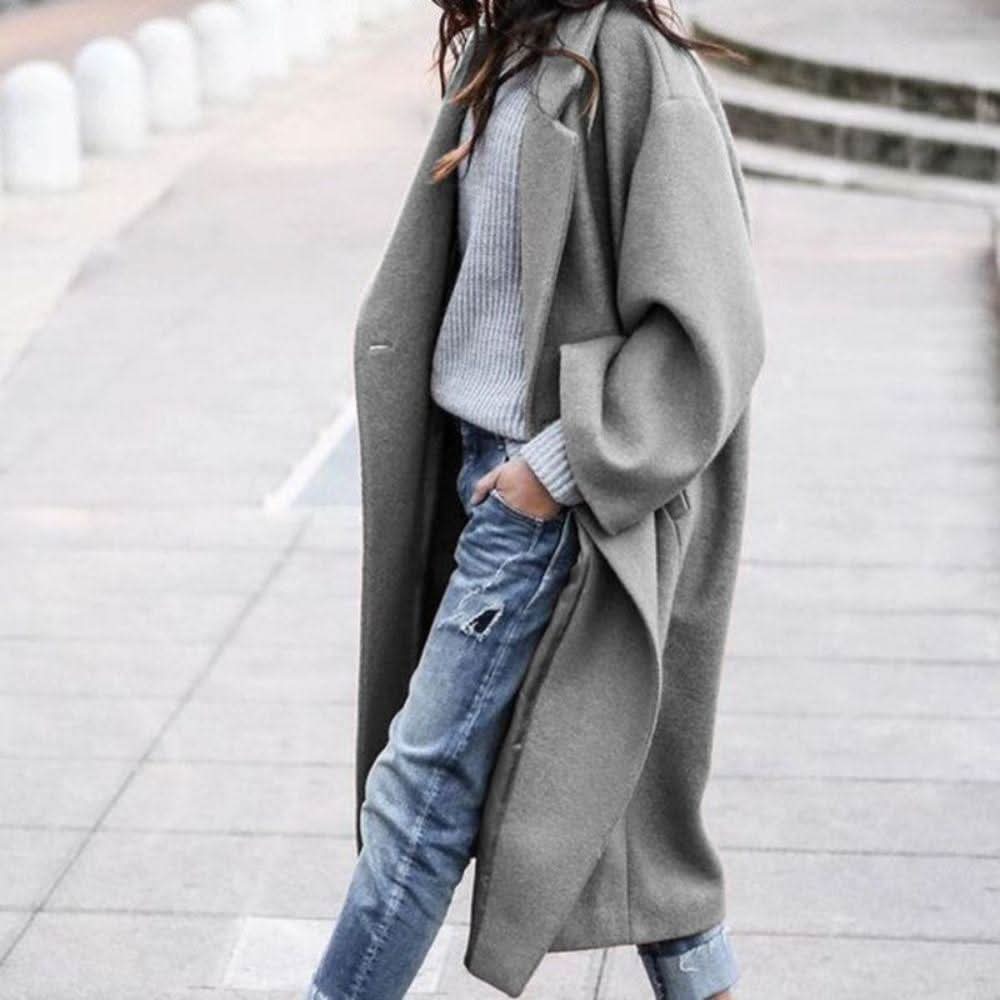Elegant Women's Coat Oversized in Wool Blend – Warm and Stylish