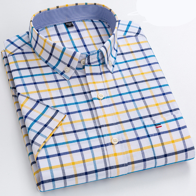 LEO | Short-sleeved Men's Shirt in Classic Checked Cotton Fabric