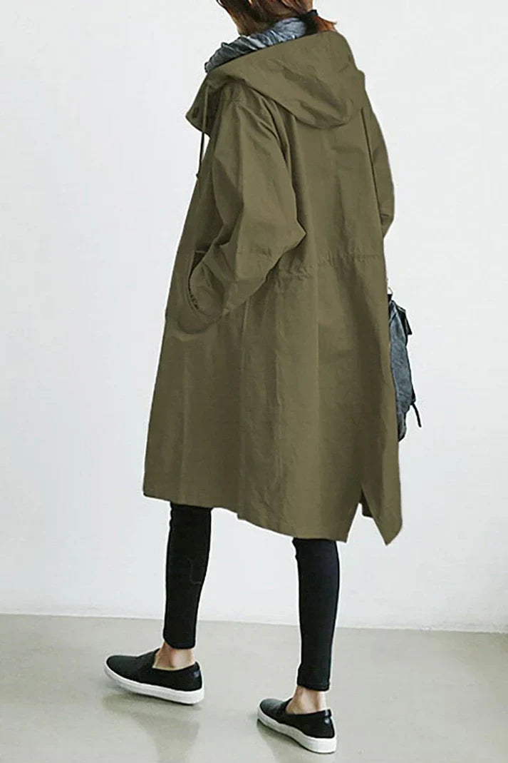 Saga | Overdimensioneret trenchcoat med hætte og lommer