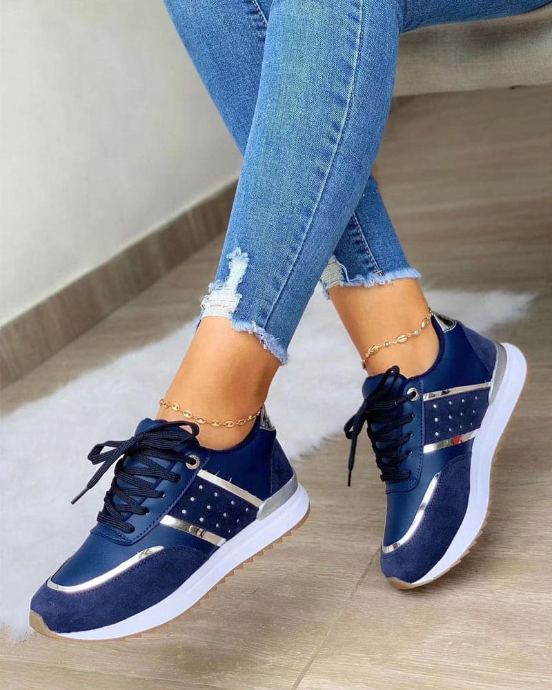 Valeria | Sporty Low Sneakers with Metallic Details