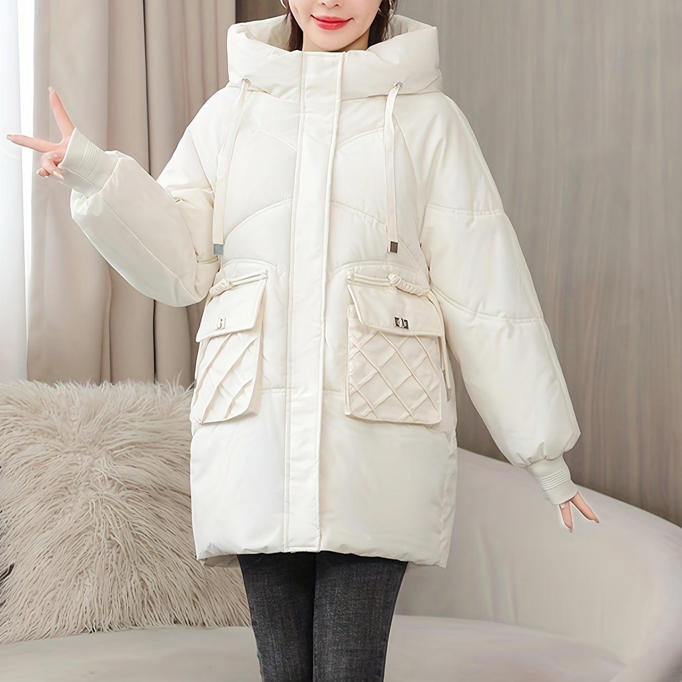 Stylish Long Winter Jacket for Women – Solveig Modern Polyester Jacket
