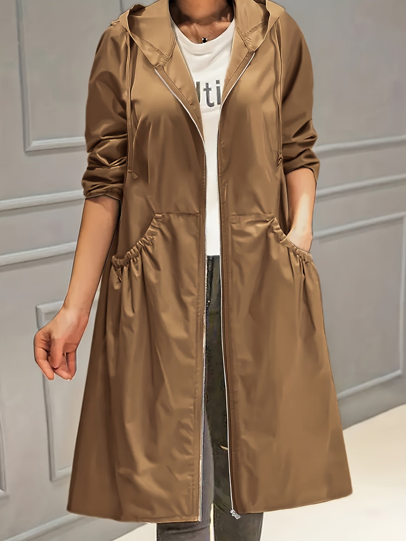 MIRELA™ | Oversized Hoodie Jacket in Beige for Women