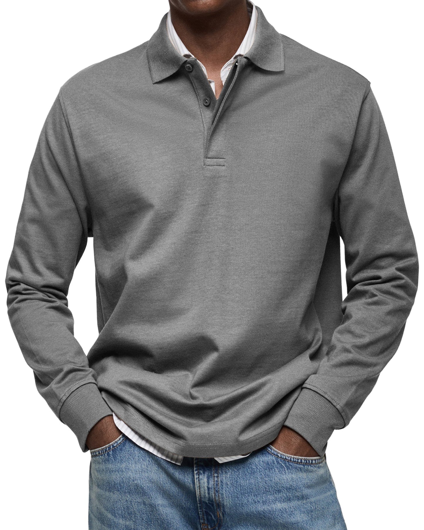 Emil | Long-sleeved polo shirt with buttoned collar