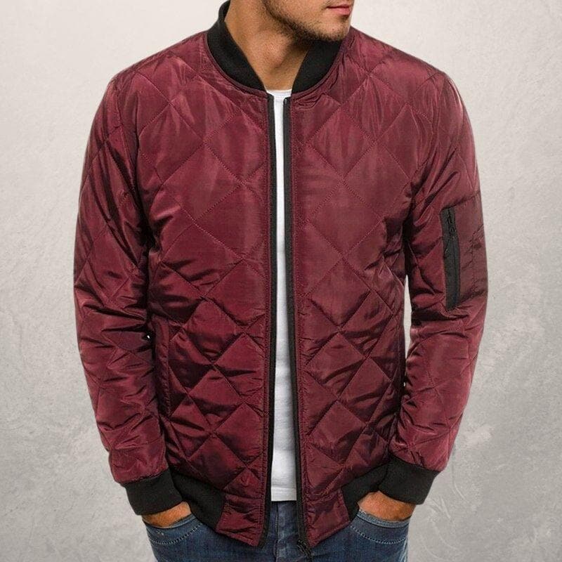 Adrianus – Casual Quilted Bomber Jacket in Regular Fit with Ribbed Collar and Cuffs