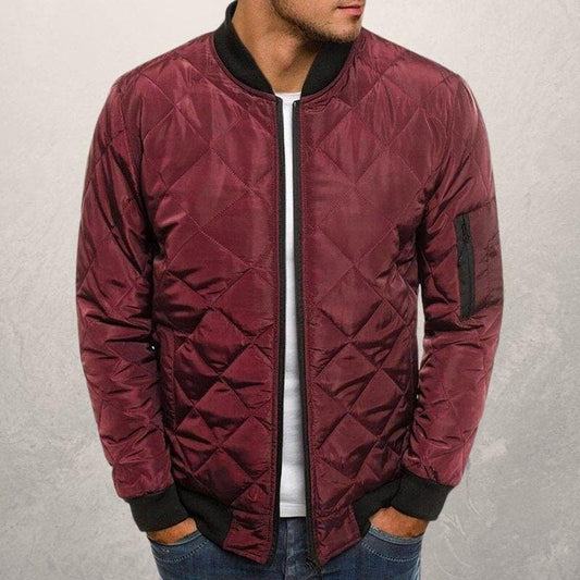 Adrianus – Casual Quilted Bomber Jacket in Regular Fit with Ribbed Collar and Cuffs