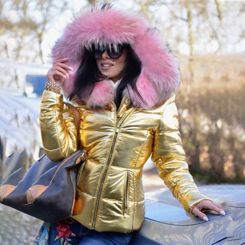 Women's Padded Parka – Fitted with Quilted Design and Faux Fur Hood
