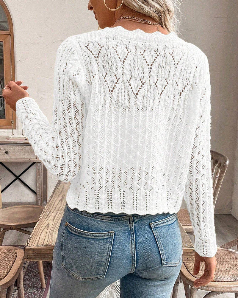 SVEA | Knitted Cardigan with Round Neckline & Button Closure