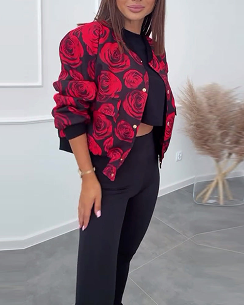 Vellissea – Casual Jacket with Pink Snap Buttons – Trendy Outerwear for Women