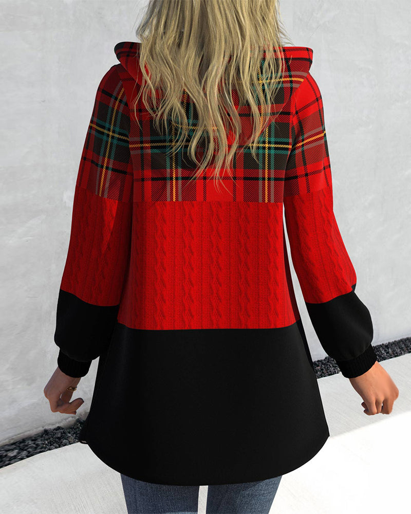 Amélisse Women’s Plaid Hoodie with Zipper – Stylish Casual Outerwear