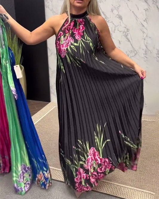 VILDA | Pleated Maxi Dress without Sleeves
