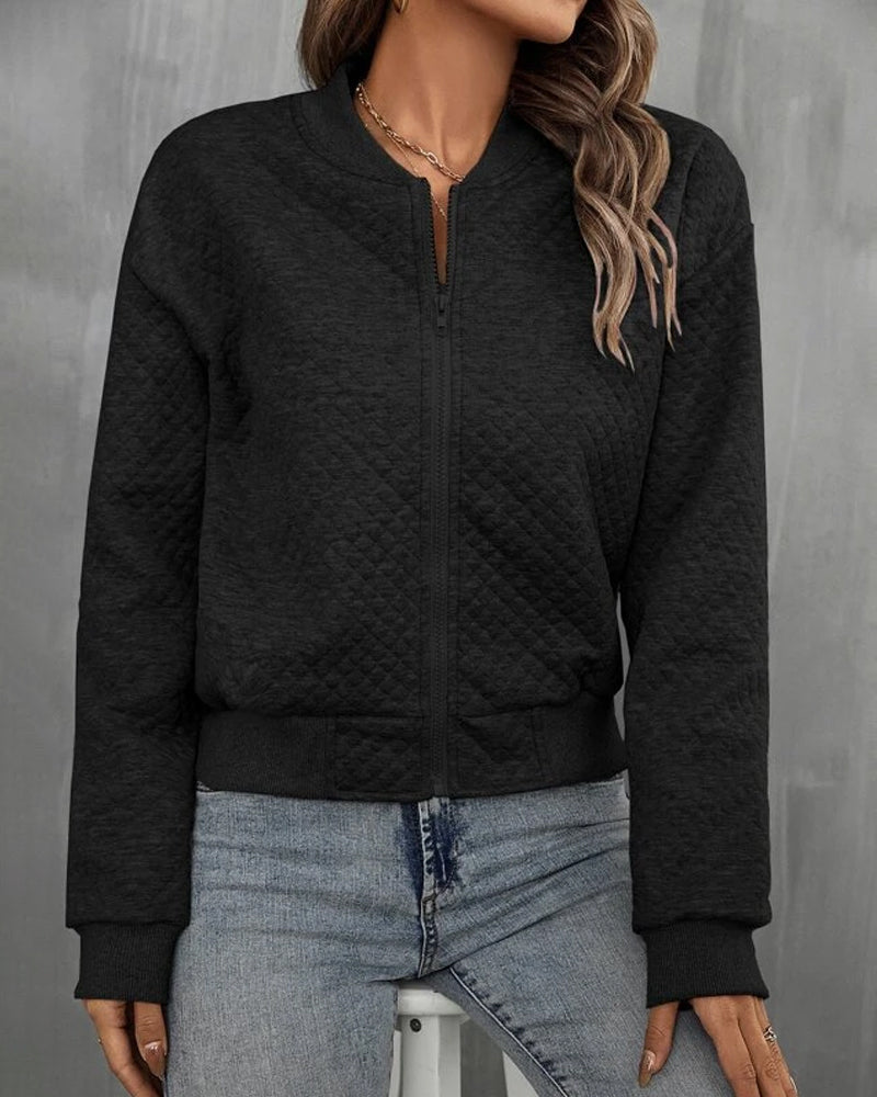 Women's Bomber Jacket Quilted – Short Jacket with Zipper & Ribbed Cuffs