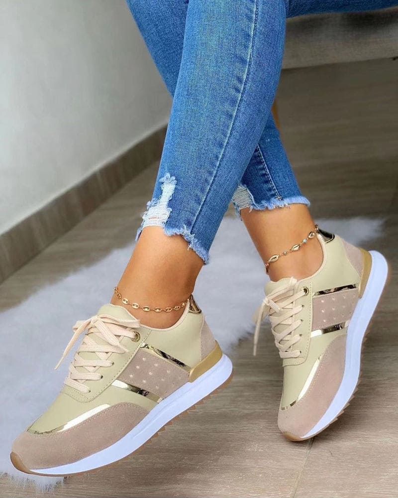 Valeria | Sporty Low Sneakers with Metallic Details