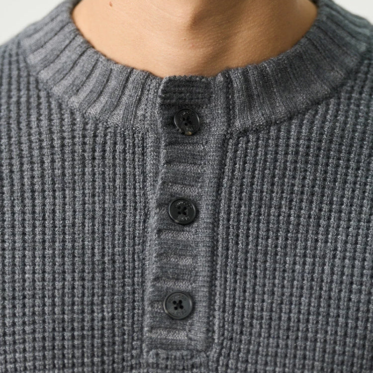 Torbjörn | Men's Henley Sweater in Merino Wool – Long-Sleeved Knitted Pullover