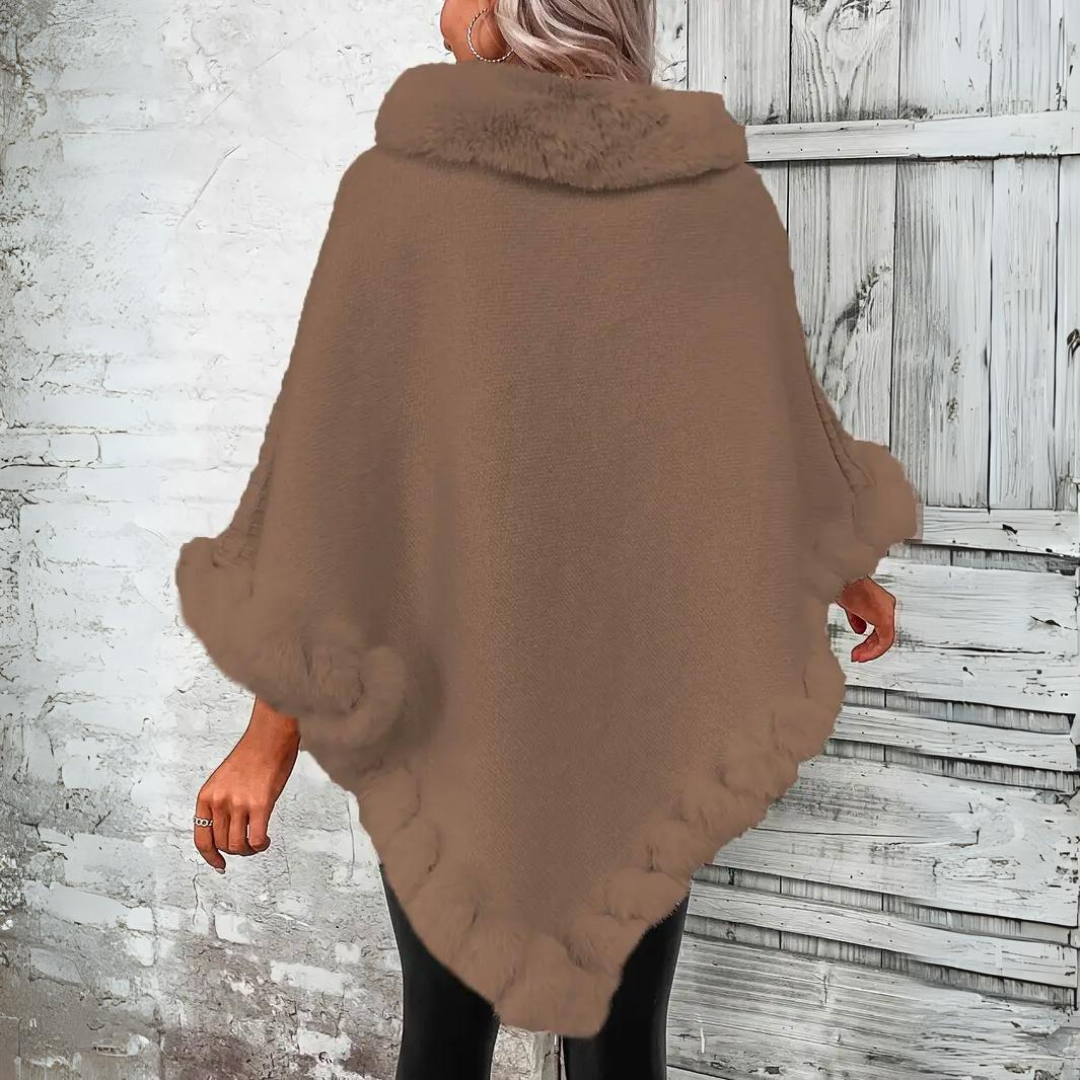Olivienne Warm Knitted Cape – Elegant Women's Outerwear