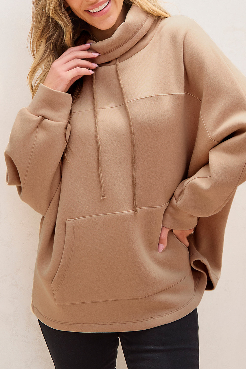 Celandine Damehættetrøje med høj hals – Pullover-sweatshirt med snøre