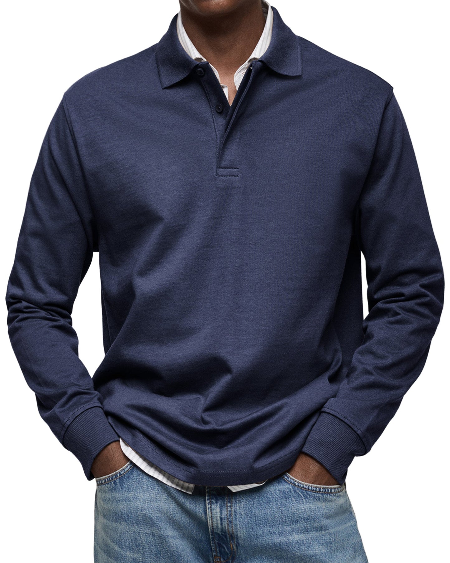 Emil | Long-sleeved polo shirt with buttoned collar