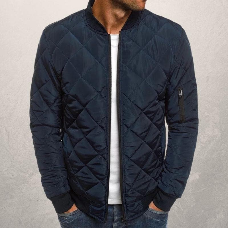 Adrianus – Casual Quilted Bomber Jacket in Regular Fit with Ribbed Collar and Cuffs