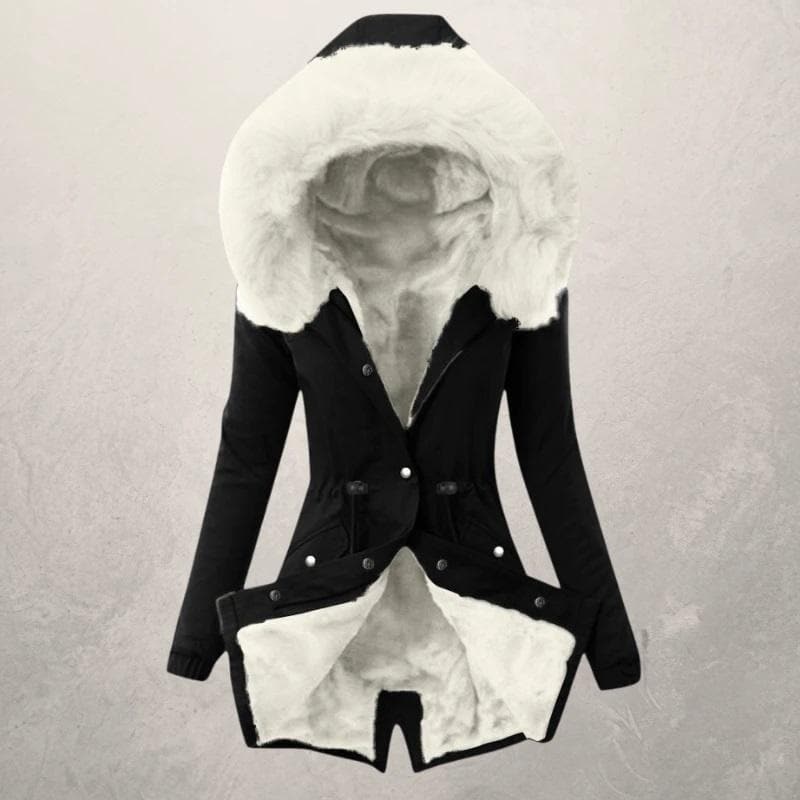 Women's Parka Jacket Mid-length – Faux Fur Lining and Hood for Winter