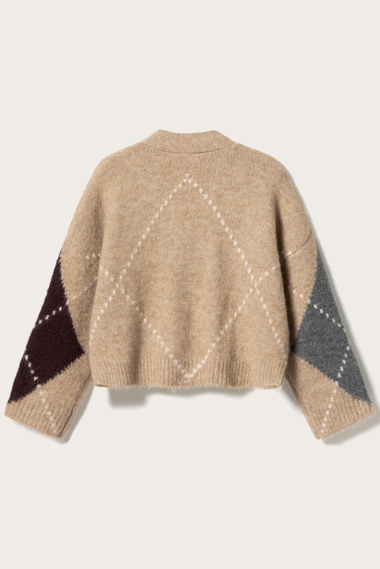 Annika Strikket Cardigan i Sand Melange – Elegant Trøje til Hverdagslag