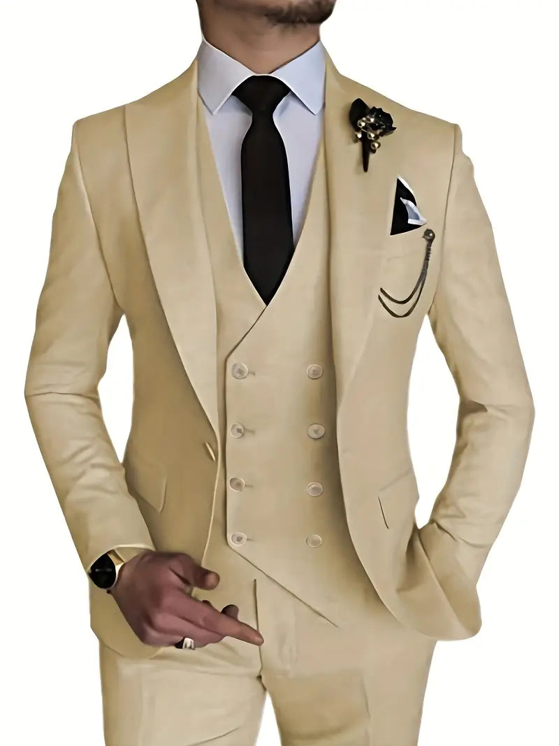 Alvar™ | 3-piece Men's Suit in Polyester for Elegance & Comfort
