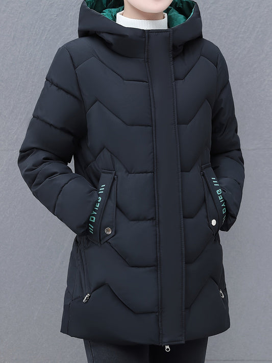 Aurélie™ | Halvlång Puffer Vinterjacka med Huva