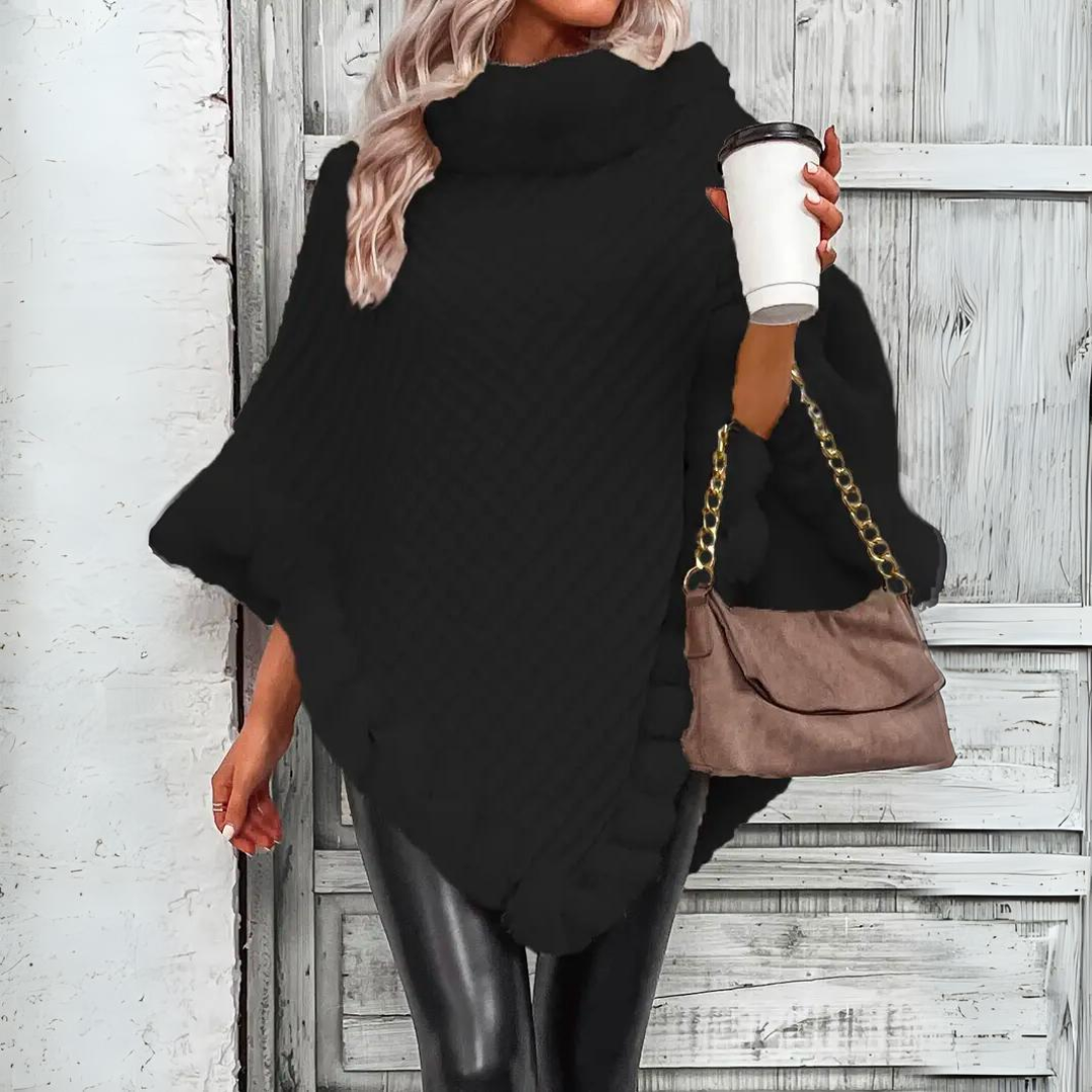 Olivienne Warm Knitted Cape – Elegant Women's Outerwear