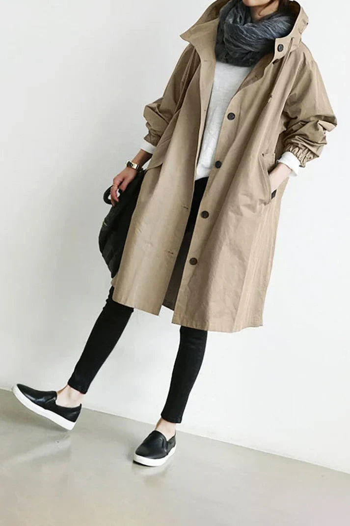 Saga | Overdimensioneret trenchcoat med hætte og lommer