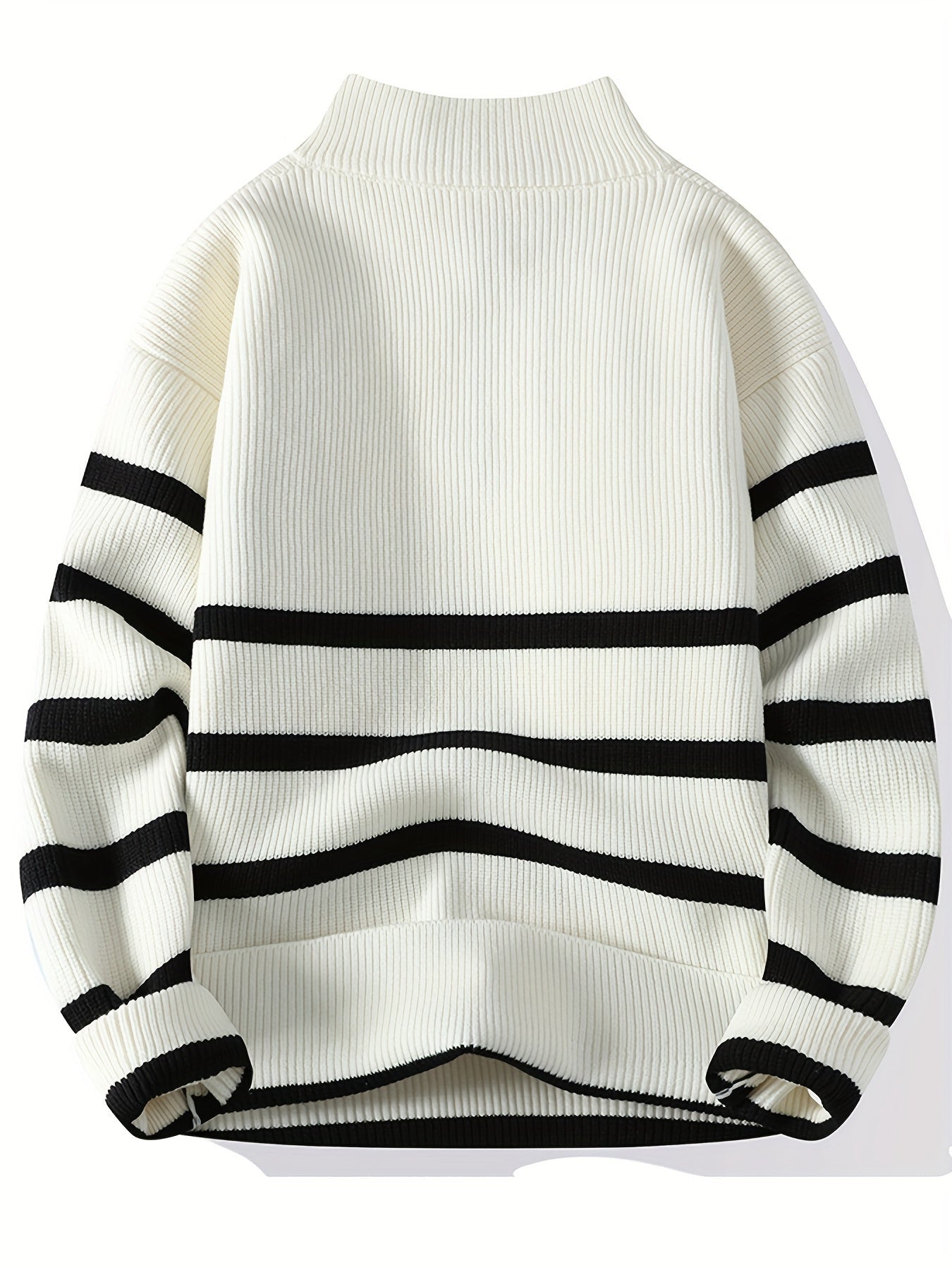 Talon Men's Striped Knitted Sweater – Quarter-Zip Pullover for Fall/Winter