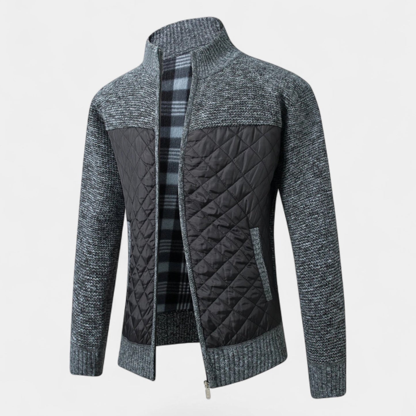 Aurel Quilted Men's Jacket – Knitted Cardigan Look
