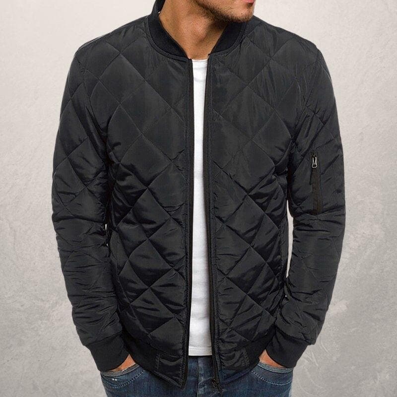 Adrianus – Casual Quilted Bomber Jacket in Regular Fit with Ribbed Collar and Cuffs