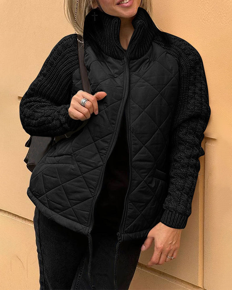 Avoria Solid Color Jacket with Zipper and High Collar – Stylish Women's Outerwear
