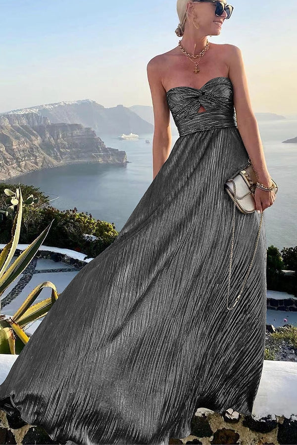 Elvira | Strapless Evening Dress with Sweetheart Neckline & Shiny Pleats