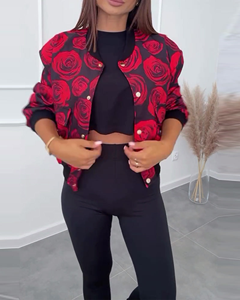 Vellissea – Casual Jacket with Pink Snap Buttons – Trendy Outerwear for Women