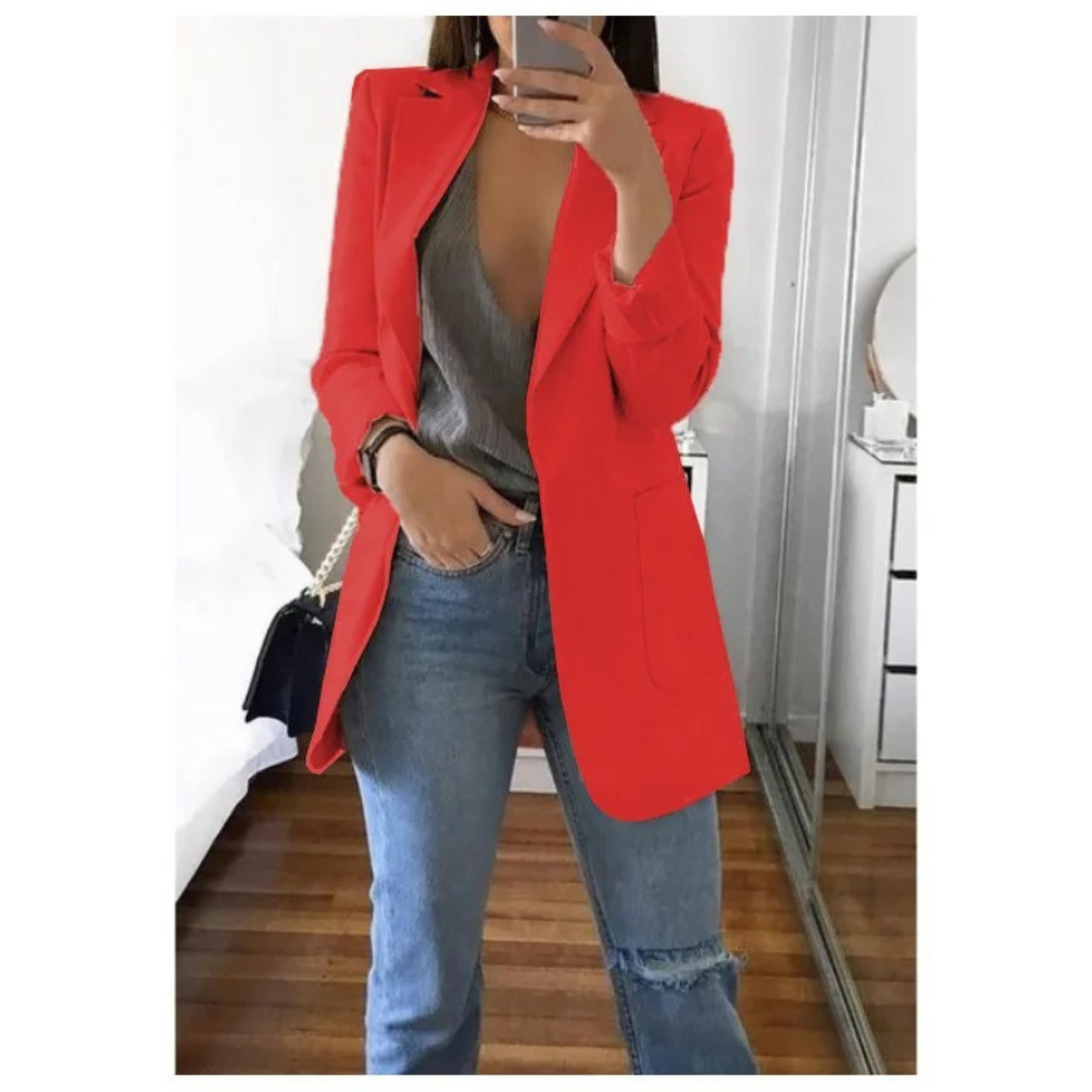 INES | Long Blazer in Sophisticated Khaki