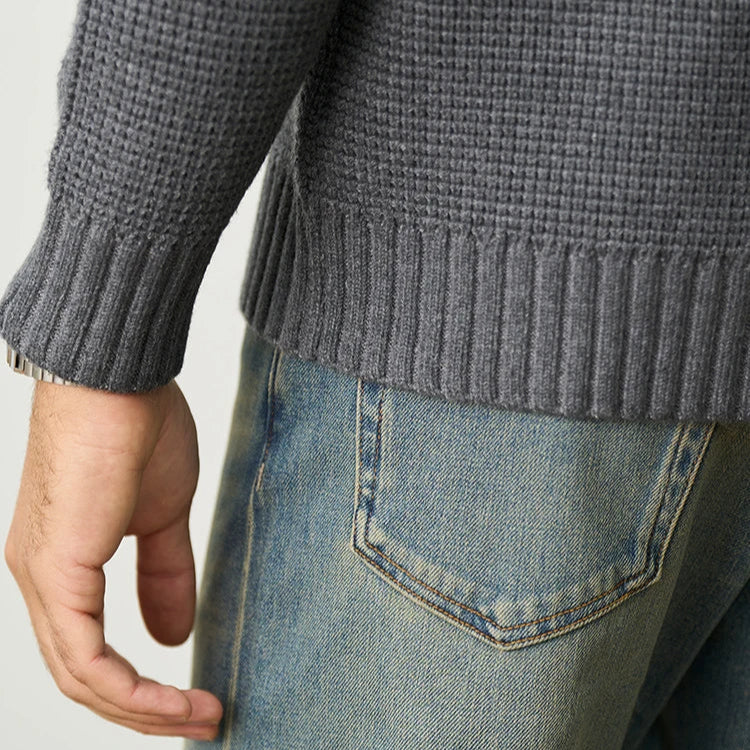 Torbjörn | Men's Henley Sweater in Merino Wool – Long-Sleeved Knitted Pullover